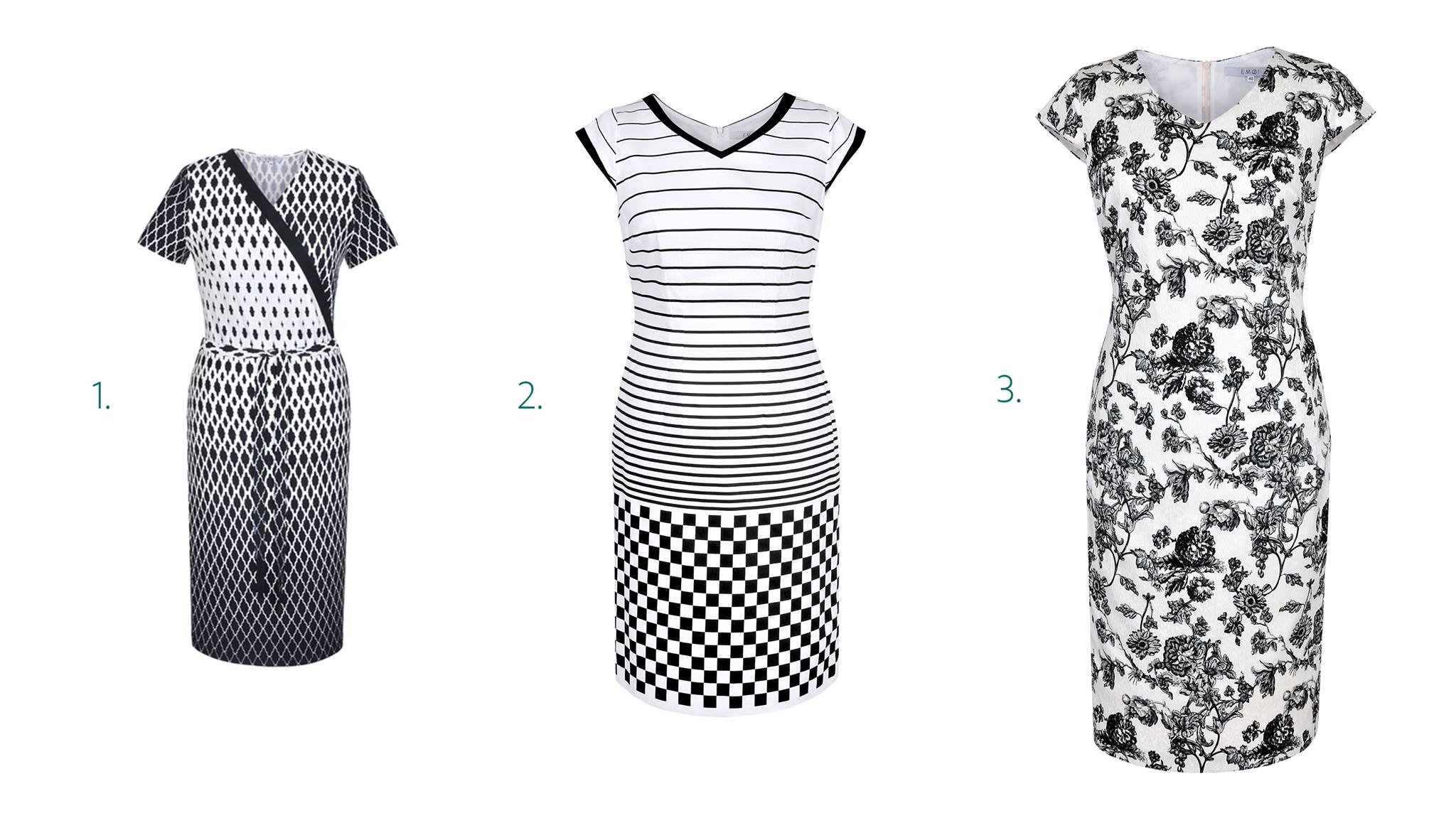 Czarno-białe sukienki EMOI z wiskozy - idealne na lato Czarno-białe sukienki EMOI z wiskozy - idealne na lato